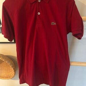 Lacoste vintage  Men's dark Red Polo Shirt large